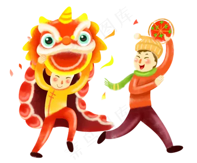 春节新年快舞龙舞狮,免抠元素