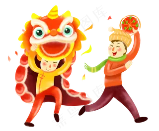 春节新年快舞龙舞狮,免抠元素