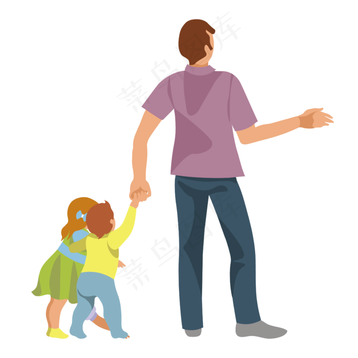 卡通父亲和孩子矢量素材