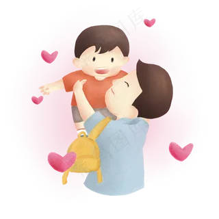 卡通父子之情爸爸和孩子