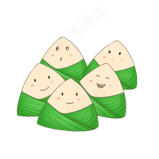 卡通可爱的粽子们