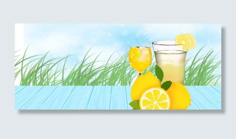 夏日降暑清凉饮料水果(1920*800px 	       )psd模版下载