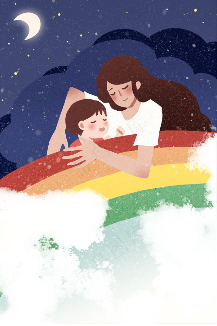 妈妈怀里的梦乡有彩虹
