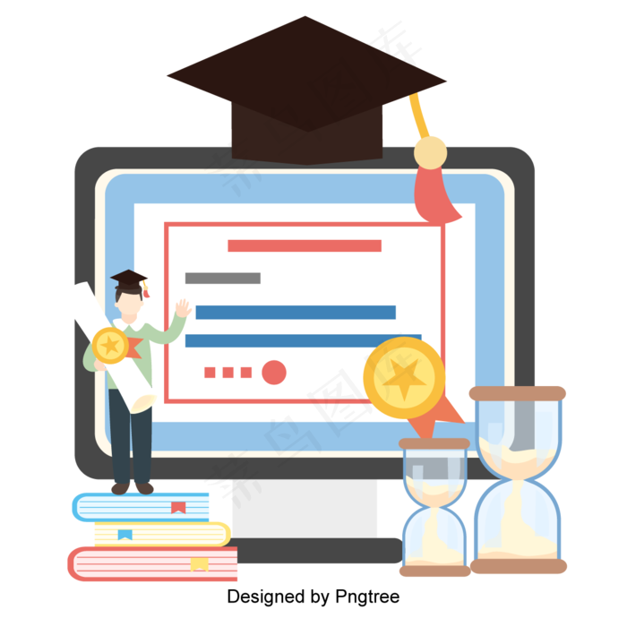 矢量扁平化在线教育课堂演示