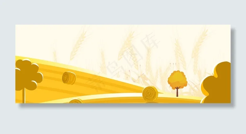 芒种金色麦堆丰收banner(1920*700px 	       )psd模版下载