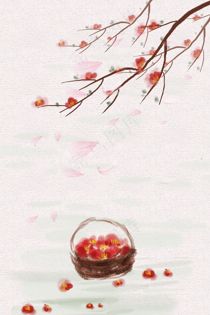 二十四节气之春风吹花瓣飘(3545*5315px 	      )psd模版下载