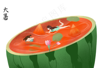 在西瓜里游泳的女孩