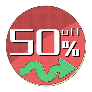 优惠券促销标签五折打折折扣红色