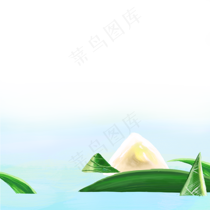 端午节手绘水彩风格山水意境创意