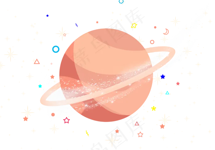 卡通粉色系大星球,免抠元素(2860*2000px 300 dpi )psd模版下载