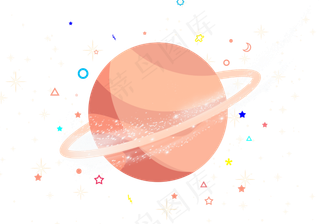 卡通粉色系大星球,免抠元素