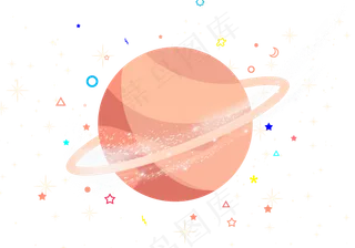 卡通粉色系大星球,免抠元素