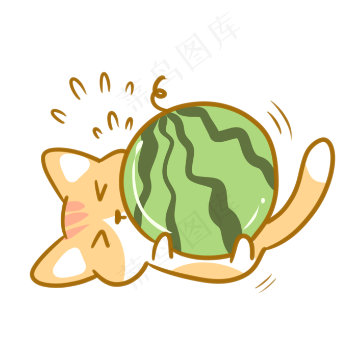橘猫抱着西瓜(2100X2100(DPI:300))psd模版下载
