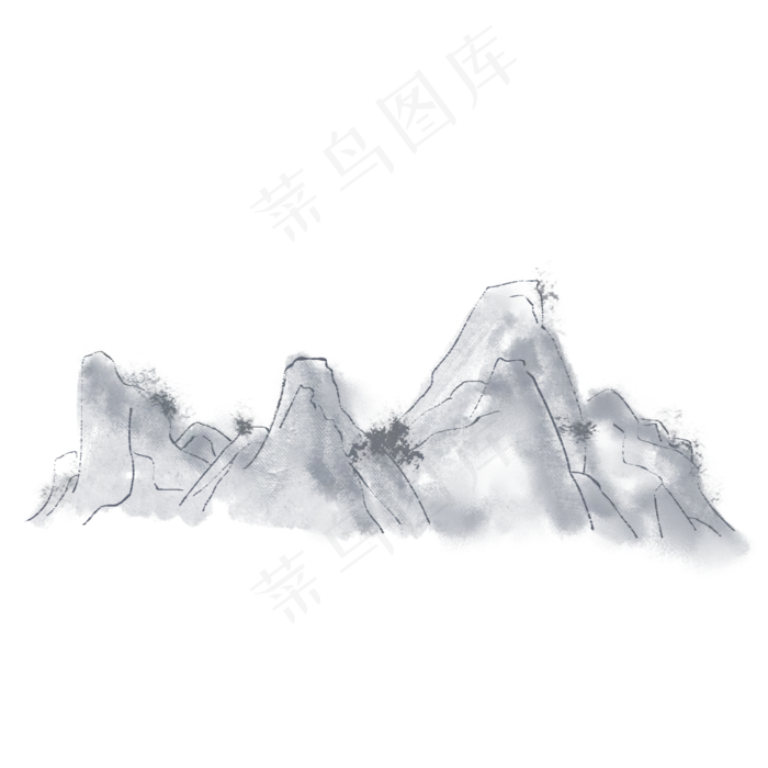 水墨风景山川树木(2000X2000(DPI:300))psd模版下载