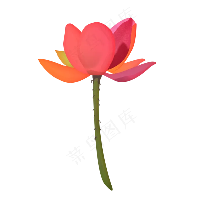 手绘三色荷花免扣元素(2000X2000(DPI:300))psd模版下载