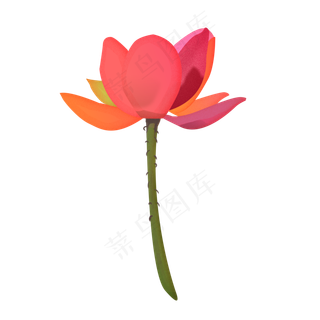 手绘三色荷花免扣元素