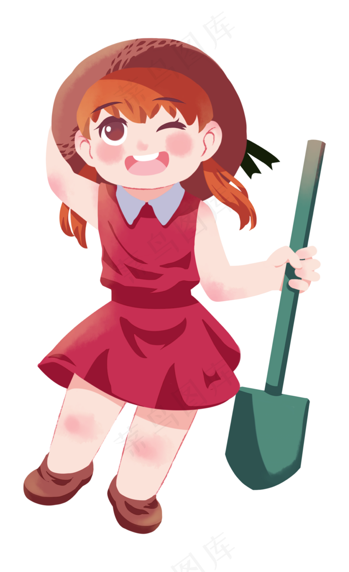 手拿铁铲的小女孩免扣png图片