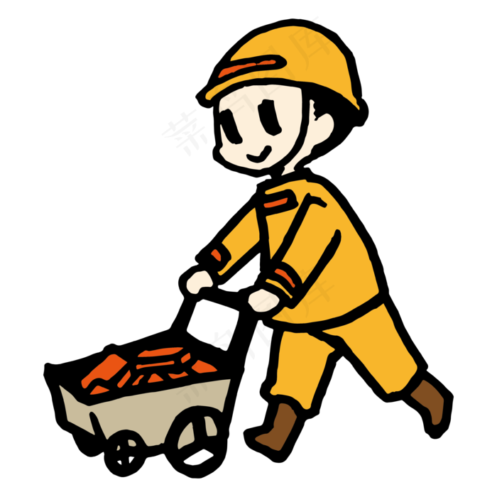 劳动人民劳动工具Q版搬砖小伙矢