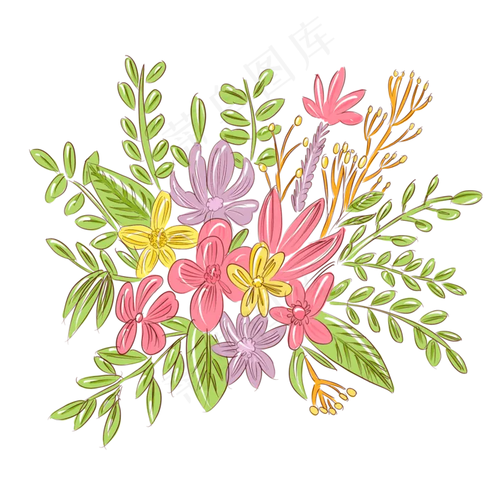 复古色风植物花束花团(2000X2000(DPI:300))psd模版下载