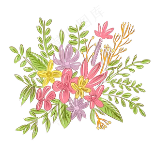 复古色风植物花束花团