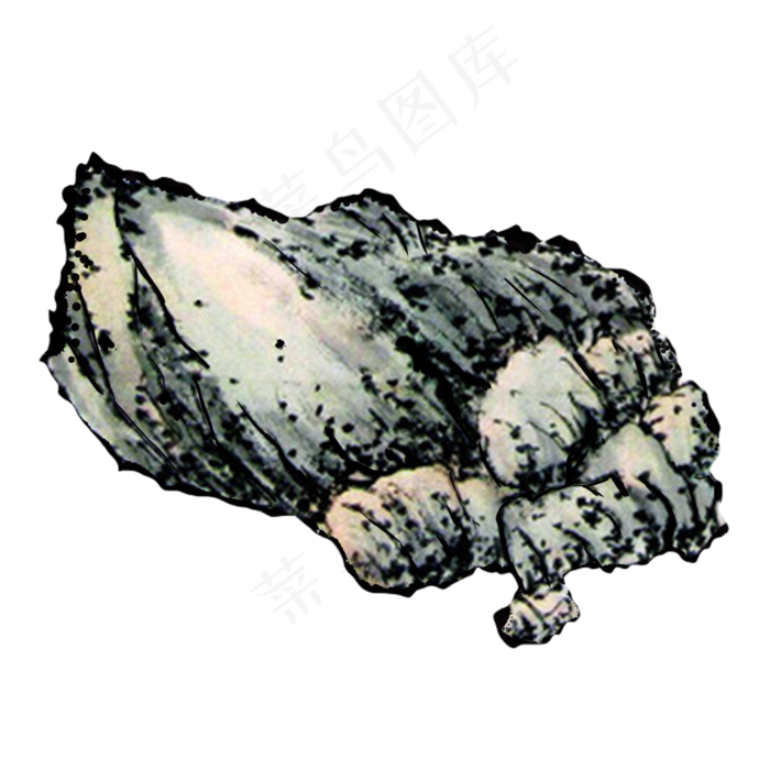 手绘中国风山水风景石头水墨画P