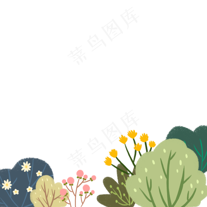 手绘美丽植物绿草