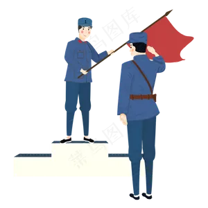 建党节军人敬礼场景
