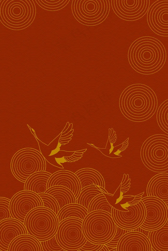 中国风烫金祥云底纹仙鹤纹理(3545*5315px 	      )psd模版下载