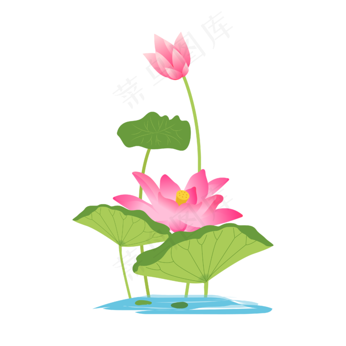 卡通粉色莲花免扣