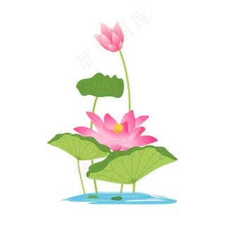 卡通粉色莲花免扣