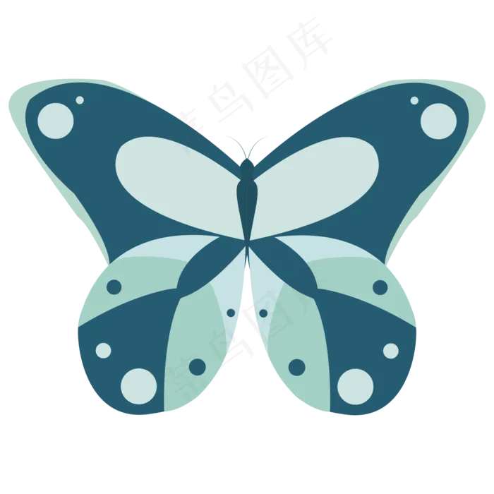 小满之构成矢量青色蝴蝶(1915X1351)eps,ai矢量模版下载