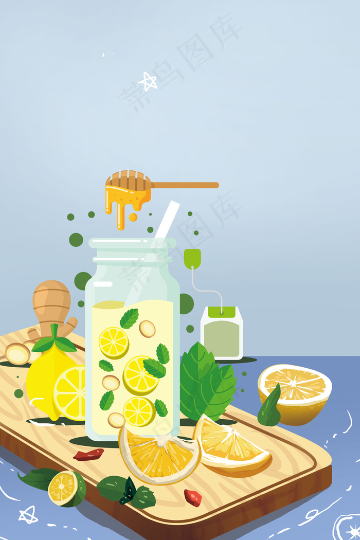 夏日水果蜂蜜茶背景