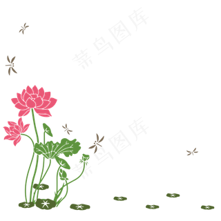 荷花荷叶边框平面矢量图