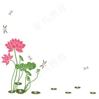 荷花荷叶边框平面矢量图