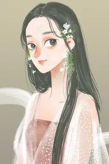 手绘水彩质感唯美文艺少女