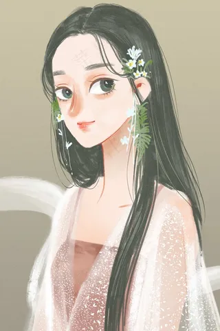 手绘水彩质感唯美文艺少女