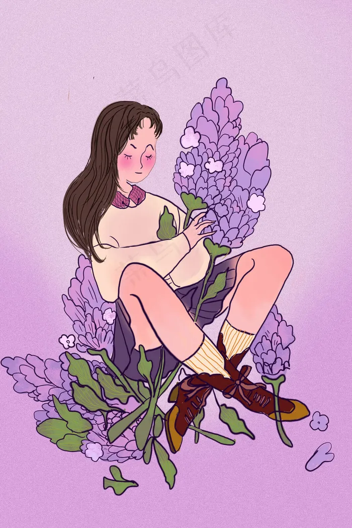 文艺精灵花与少女(3545X5315(DPI:72))psd模版下载