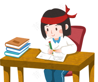 努力学习的女孩