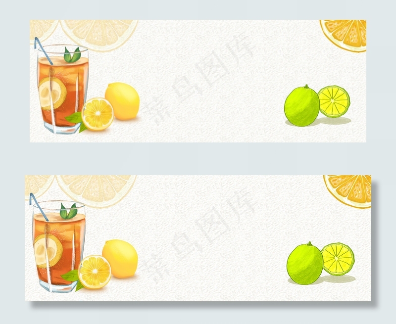 手绘饮料白色banner