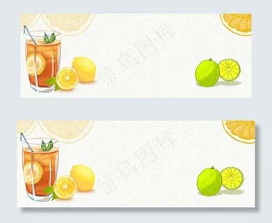 手绘饮料白色banner