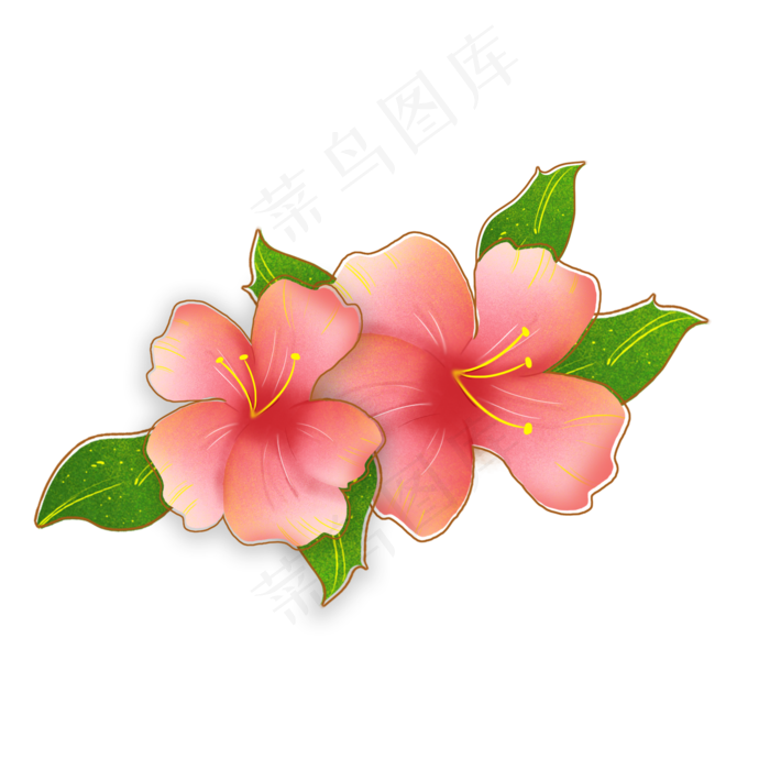 粉色百合花绿色叶子新风格装饰画