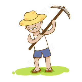 五一劳动节卡通手绘农民老爷爷元