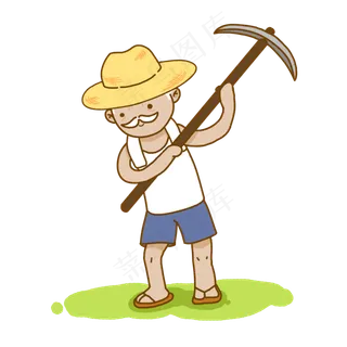 五一劳动节卡通手绘农民老爷爷元