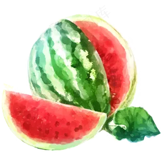 暑假到来夏季水彩西瓜