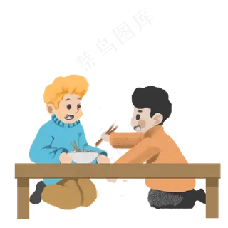 龙抬头吃龙须面的小朋友,免抠元素