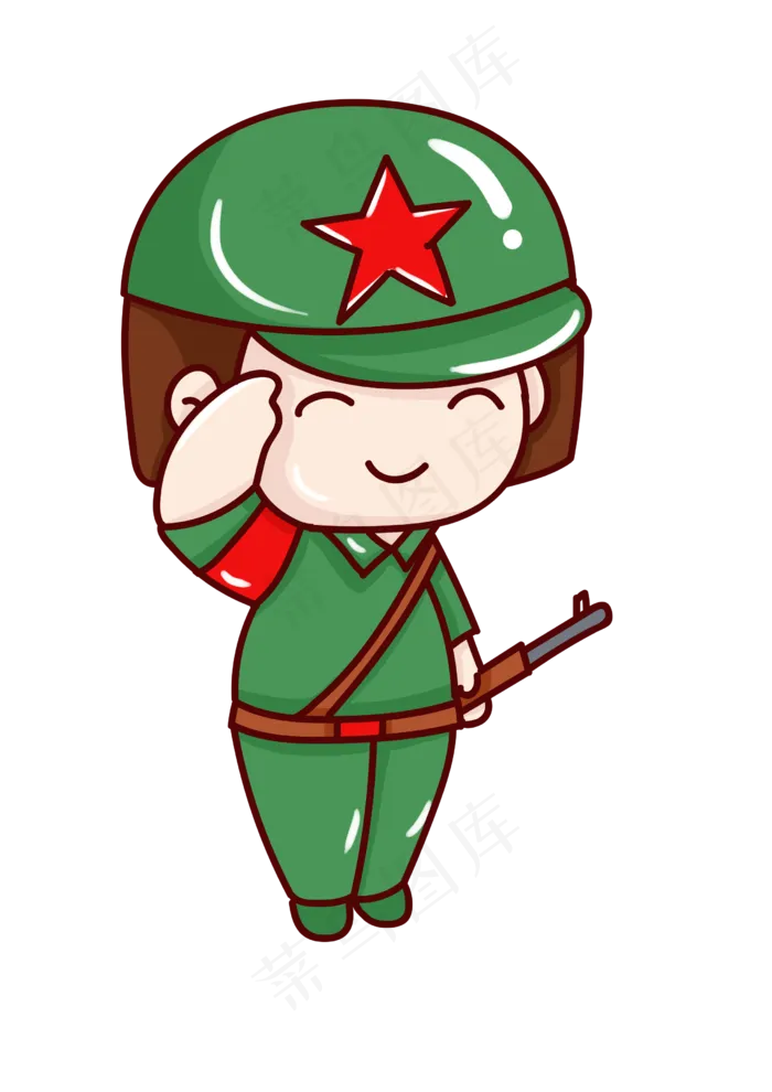 八一建军节卡通手绘人物(2480X3508(DPI:300))psd模版下载