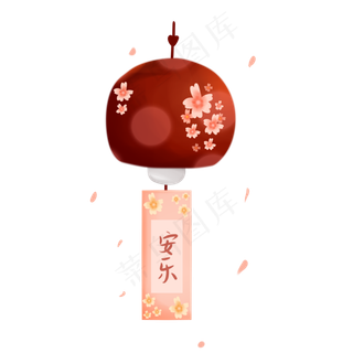 日式卧室装饰樱花风铃,免抠元素