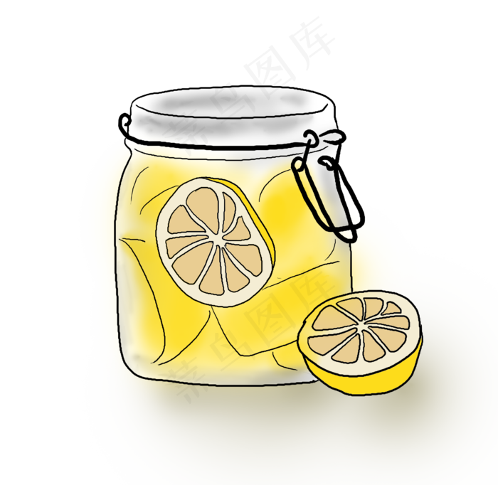 夏季食物手绘柠檬