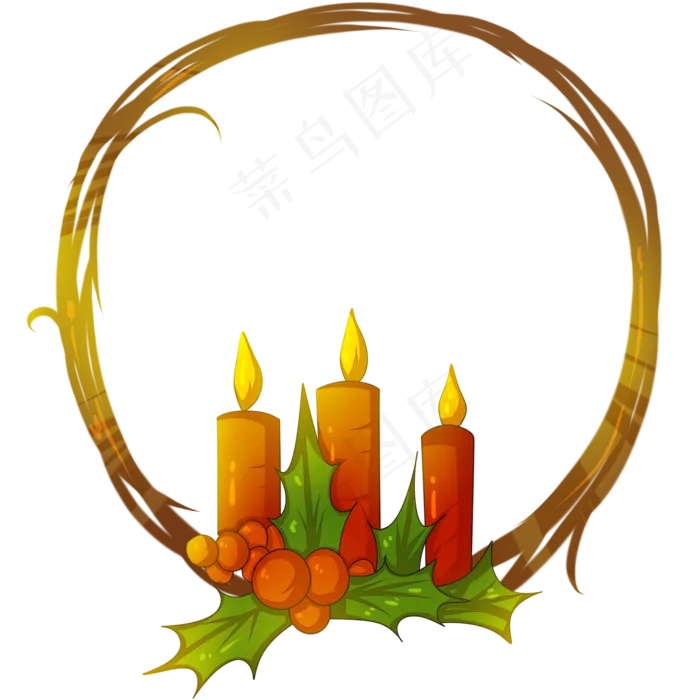 卡通手绘圣诞节蜡烛边框,免抠元素(2000X2000(DPI:299))psd模版下载