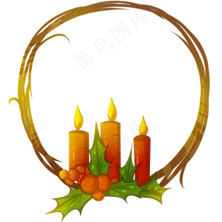 卡通手绘圣诞节蜡烛边框,免抠元素